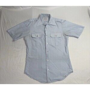 Creighton Vintage Light Blue Short Sleeve Button Down Convertible Collar USA